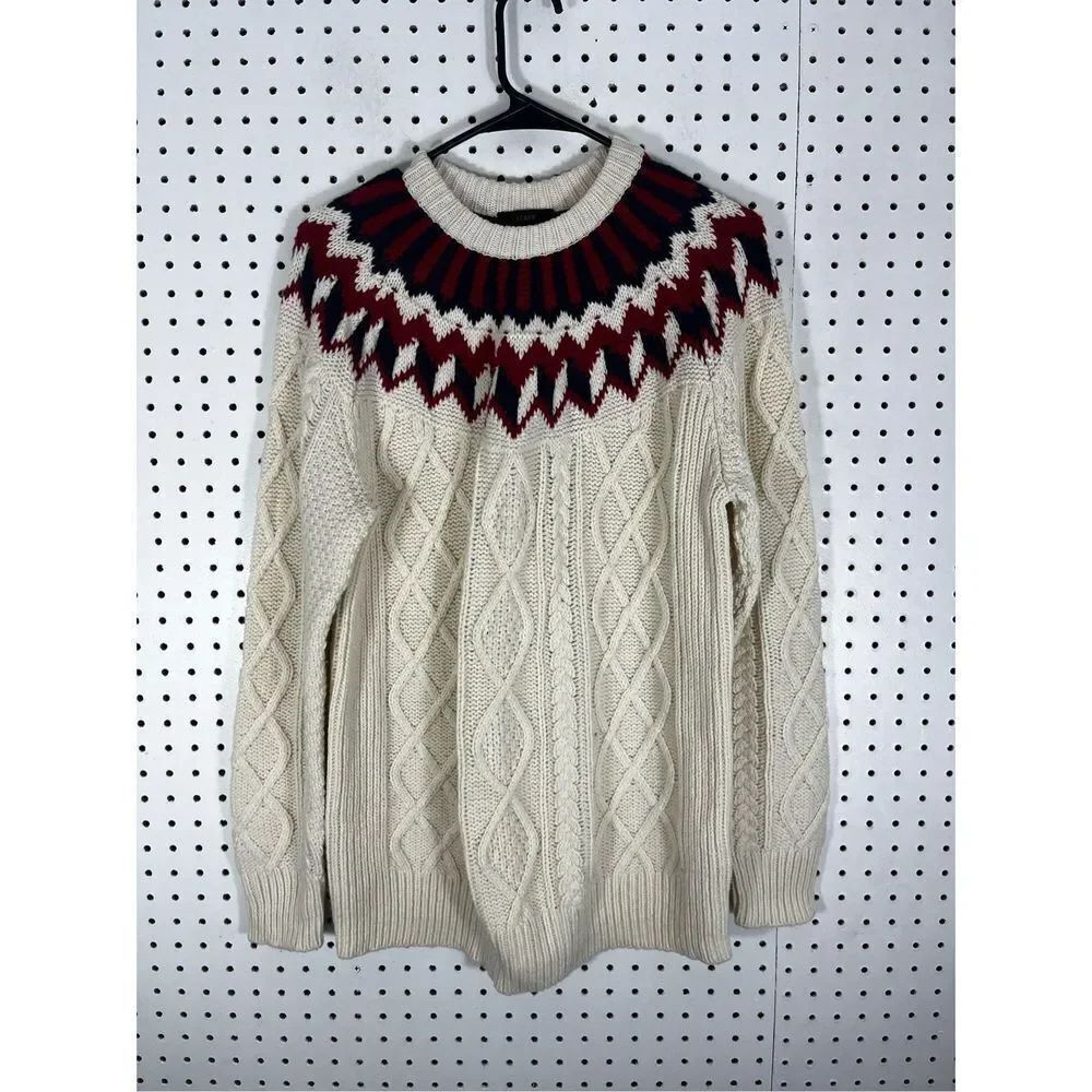J.Crew cable knit fair isle sweater